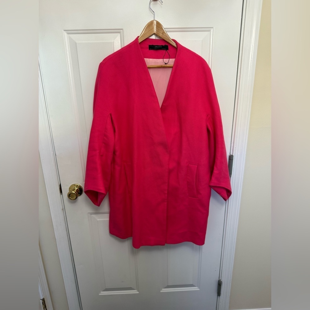 Zara Hot Pink overcoat size XL Feminine Barbiecore Colorful